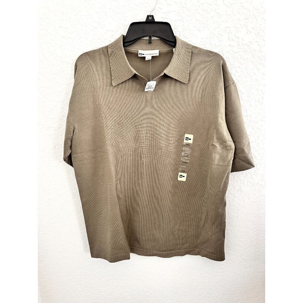 Wilke Rodriguez 75% Silk‎ Polo Shirt Short Sleeve Olive Green Large NWT